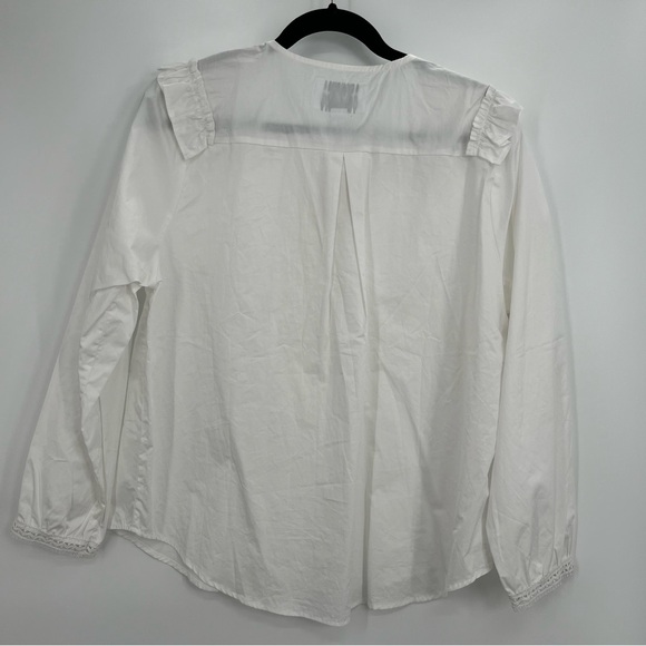 NWT The Shirt Rochelle Behrens Lindsay White Eyelet Button Shirt Poplin Lace L - Picture 12 of 14